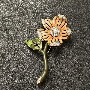 1970’s Nolan Miller Enamel & Rhinestone Vintage Brooch